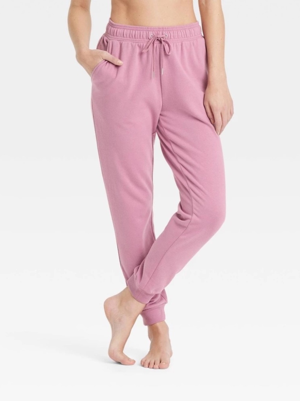 Women's Fleece Jogger Pants - Auden™ Mauve XL: Heavyweight Tapered Leg, Front Ti